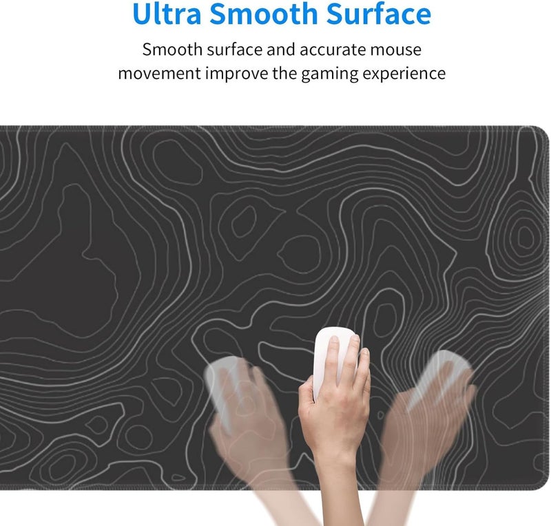 Brecoy Topographic Contour Extended Big Mouse Pad Large,Gaming Mouse Pad Desk Pad,31.5×11.8 Inch Long Computer Keyboard Mouse Mat Mousepad with 3mm Non-Slip Base and Stitched Edge for Gaming and Office - Image 3